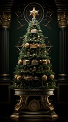 Fototapeta premium Christmas Tree With Star.