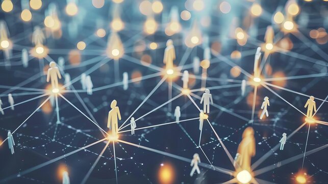 Conceptual illustration of business networks and human resources management strategies for corporate success