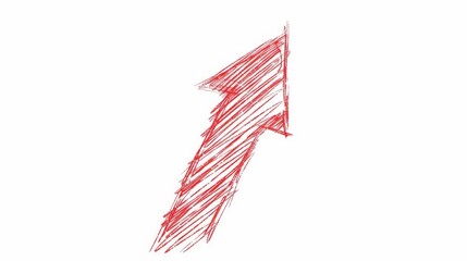 Obraz premium Red Arrow Pointing Upward, Hand Drawn Line Art Illustration on White Background