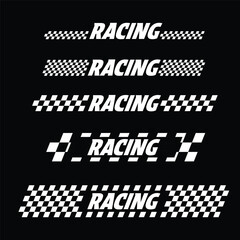 Racing text white checkered patterns