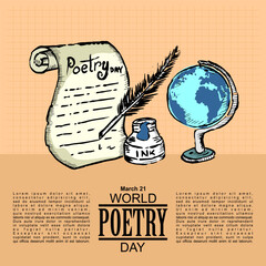 World Poetry Day, March 21, Poster and Banner Vector