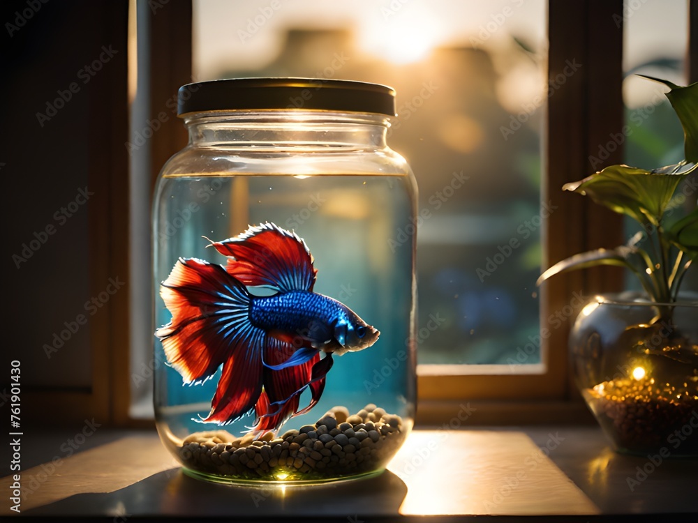 Sticker aquarium with a beautiful fish