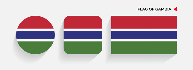 Gambia Flags arranged in round, square and rectangular shapes