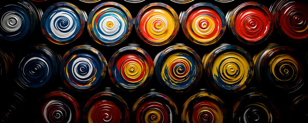 Swirling cans of paint