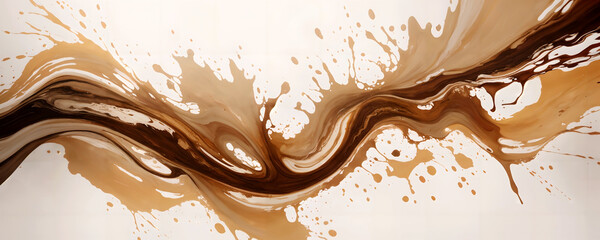 Pouring and splashing coffee abstract art wallpaper background - obrazy, fototapety, plakaty
