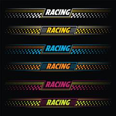 Racing colorful decals set - obrazy, fototapety, plakaty