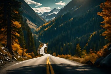 road in north mountains  - obrazy, fototapety, plakaty