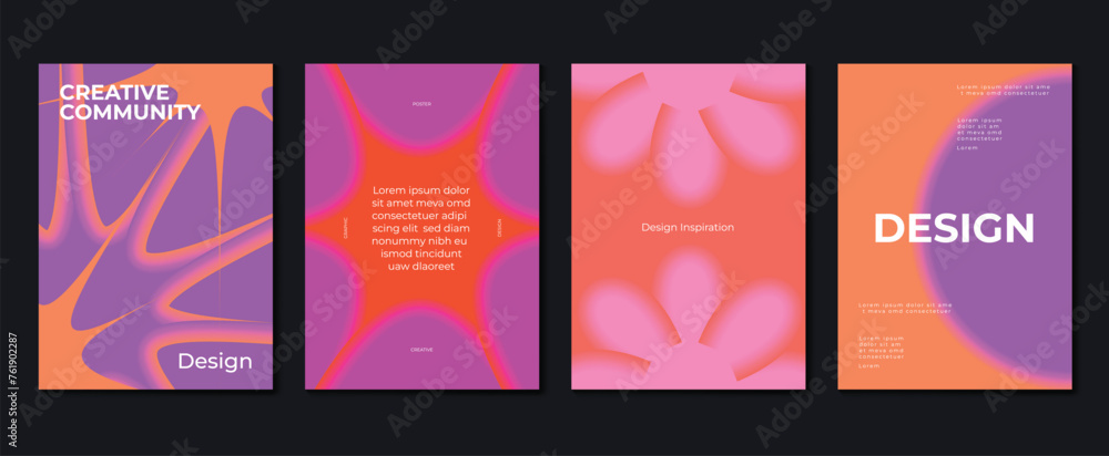 Canvas Prints abstract gradient background vector set. minimalist style cover template with vibrant perspective 3d