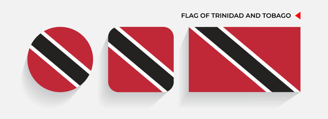 Trinidad and Tobago Flags arranged in round, square and rectangular shapes