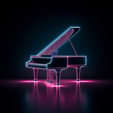 Capturing the elegance of a grand piano in a digital format neon