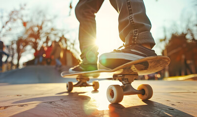 skateboarding at sunset, Generative AI 