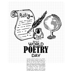 World Poetry Day, March 21, Poster and Banner Vector