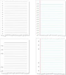 Torn White Loose Leaf Notebook Paper Vector Illustration