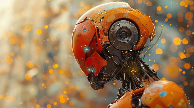 Advanced Service Robot with an Orange Body 