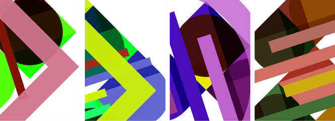 Fototapeta premium Geometric composition abstract background poster set for wallpaper, business card, cover, poster, banner, brochure, header, website