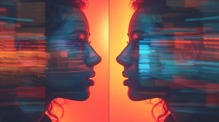 A distorted reflection of a person in a mirror symbolizing the uncertainty and indeterminacy of measurement in quantum mechanics.