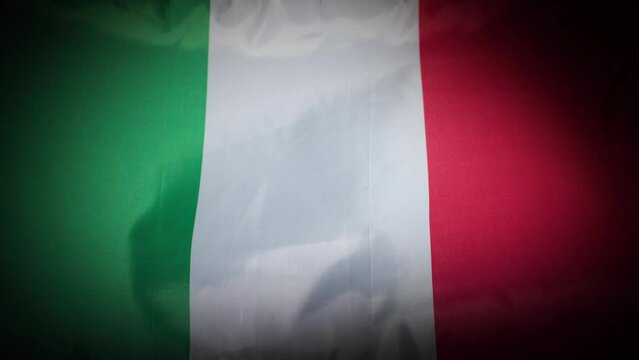 Italy national flag fluttering and flowing with vignette