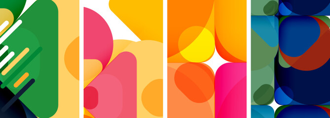 Obraz premium Colorful bright geometric abstract compositions for wallpaper, business card, cover, poster, banner, brochure, header, website