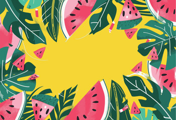 Summer tropical watermelon background design