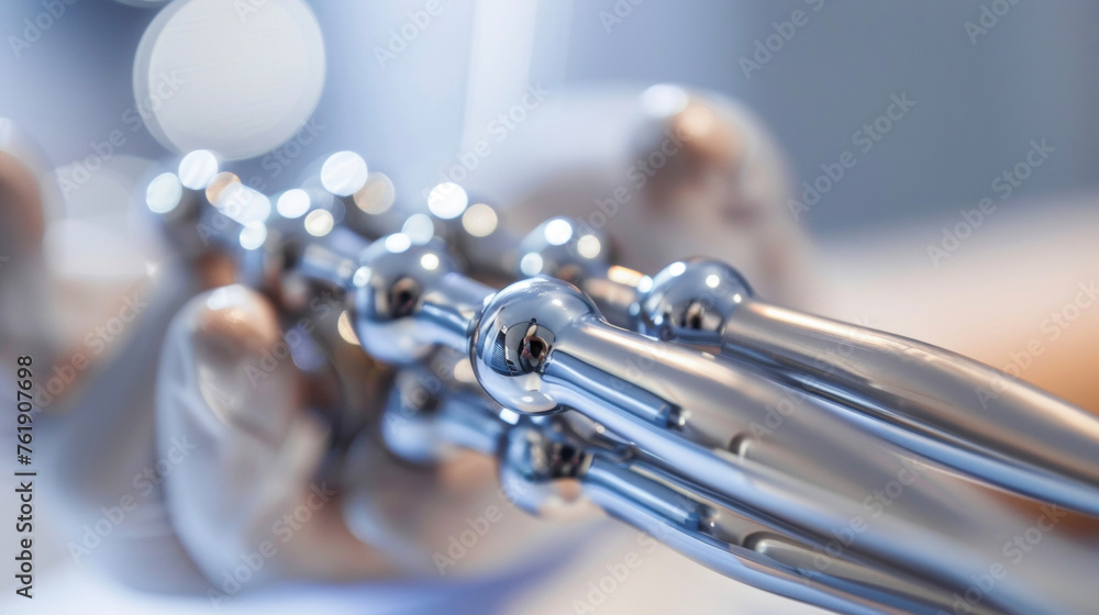 Poster a closeup of a reflexology tool designed to target specific points on the hands and fingers with pre