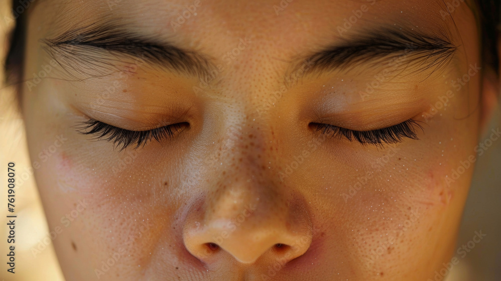 Poster a closeup of a persons face showing the focus and concentration required to maintain proper balance 
