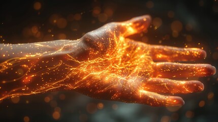 A closeup of a persons wrist with s visibly pulsating showcasing the continuous flow of energy and vitality within our bodies.