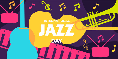 international jazz day horizontal banner illustration