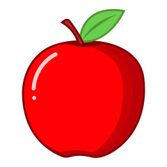 red apple illustration filled outline