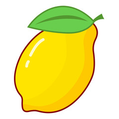 lemon with leaves filled outline