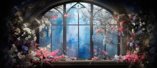 Window with blooming flowers.