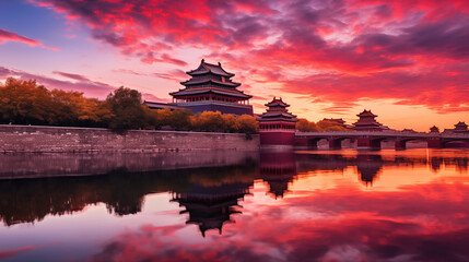 Echoes of Emperors: Beijing's Forbidden City - A Palace of Crimson - obrazy, fototapety, plakaty