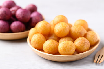 Deep fried sweet potato balls, Thai street food