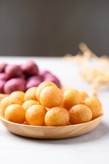 Deep fried sweet potato balls, Thai street food