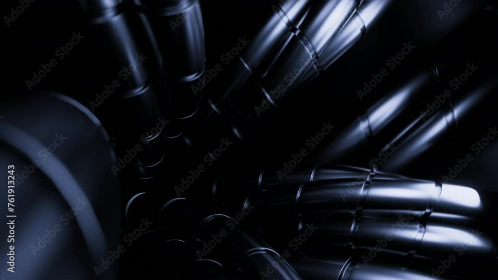Poster abstract robotic wires of grey and blue lights. design. moving wires of alien robotic technologies.