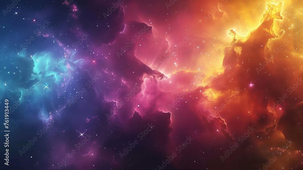 Wall mural colorful nebula cloud in deep space with stars and galaxies in the vast universe