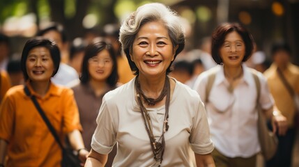 Fototapeta premium Asian Women Walking Down Street