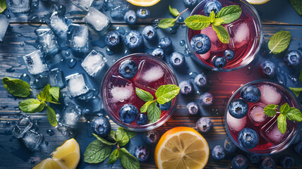 Blueberry juice in glasses