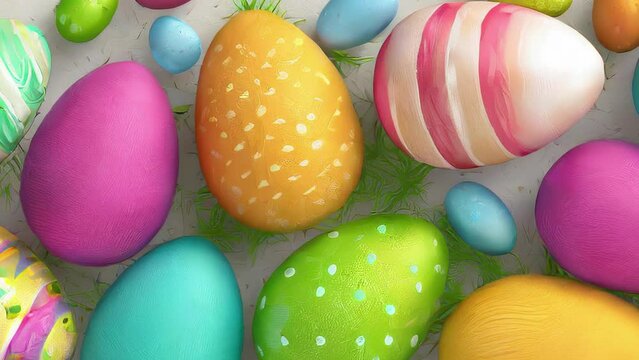 Happy Easter Eggs Rotating in Adorable 4K Animation.