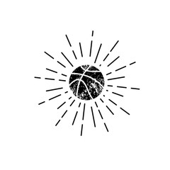 basket ball icon vintage with sunburst	