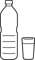 Water in plastic bottles and cups