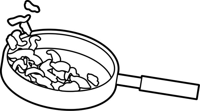 black and white pan with food clip art preview