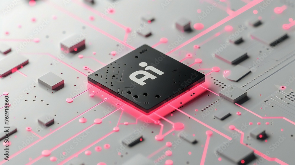 Poster a computer chip with the letters ai on it