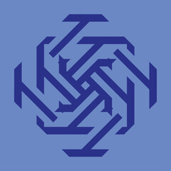 vector monogram design for ceramics or tiles with dark blue color and light blue background.