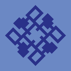 vector monogram design for ceramics or tiles with dark blue color and light blue background.