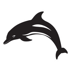 A black silhouette of a dolphin clip art