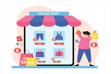 Online Shopping Flat Illustration Design