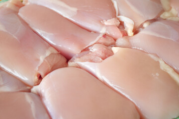  raw breast chicken meat on a plate on white background