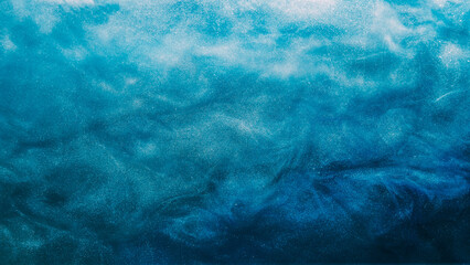 Glitter cloud ink water splash blue color smoke