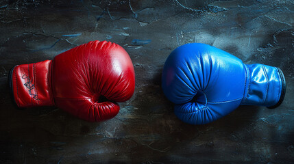 Red and blue boxing gloves clash