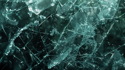 The shattered glass background creates a fragmented and chaotic visual. - obrazy, fototapety, plakaty